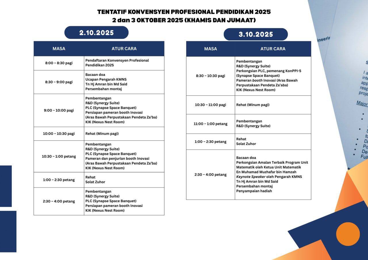 jadual konvenyen pendidikan KMNS 2025